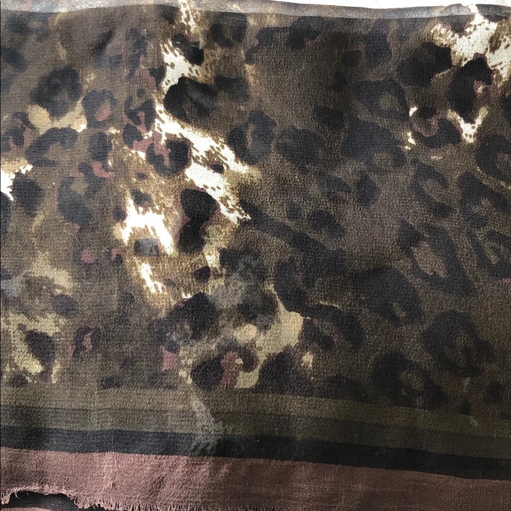 Vintage Silk Brown Animal Print Silk Scarf